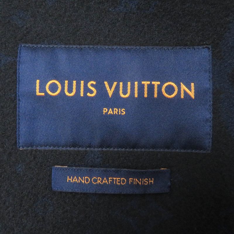 Louis Vuitton 20AW Wool Lined Giant Monogram Double Face Chester Coat Navy 52