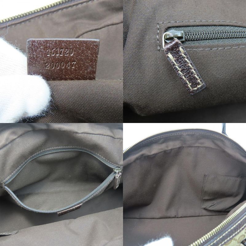 Gucci Boston Bag 161720 Sherry Princi GG Canvas Leather Beige Dark Brown Gold