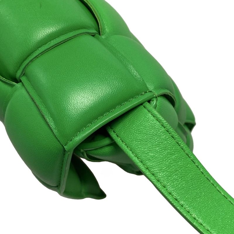 Bottega Veneta Shoulder Bag Padded Cassette Green Lambskin