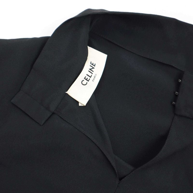 Celine High Neck Silk Pullover Shirt Blouse 2b112008d Black 34