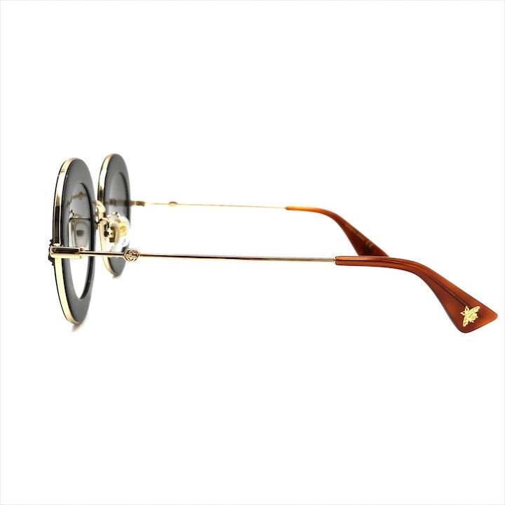 Gucci L'aveugle Paramor Round Frame Sunglasses Eyewear Gold Black
