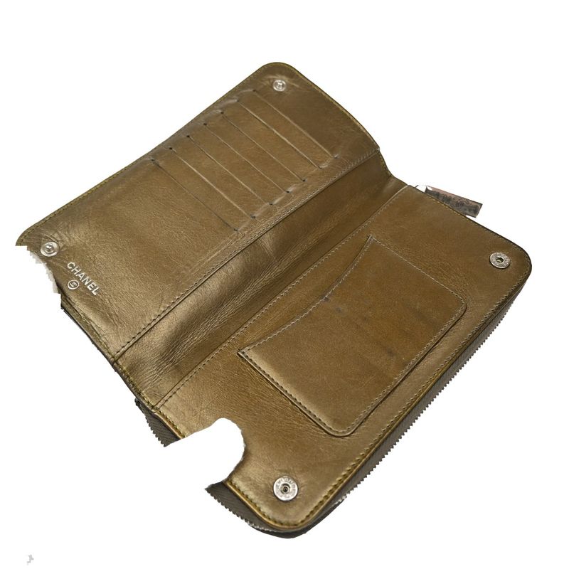 Chanel Matelasse Long Wallet Round Zipper Paris New York Bronze 04kb038