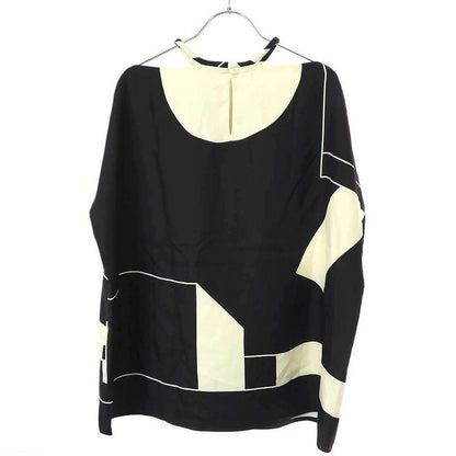 Hermes 2017 Pre-Fall Geometric Silk Top Black Ivory 44