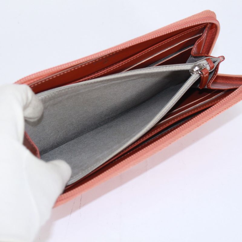 Chanel Coco Mark Round Zip Wallet Caviar Skin Orange Wallet Silver