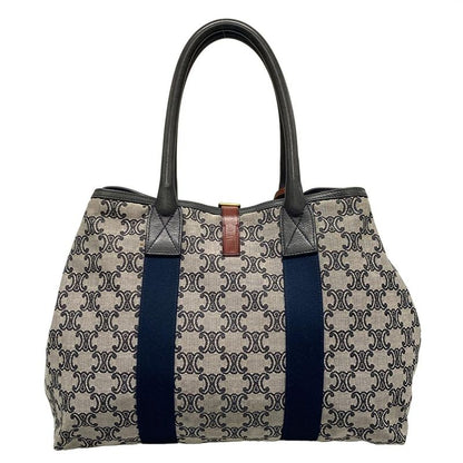 Celine Tote Bag Macadam Pattern Dark Navy Ivory And Multi Leather