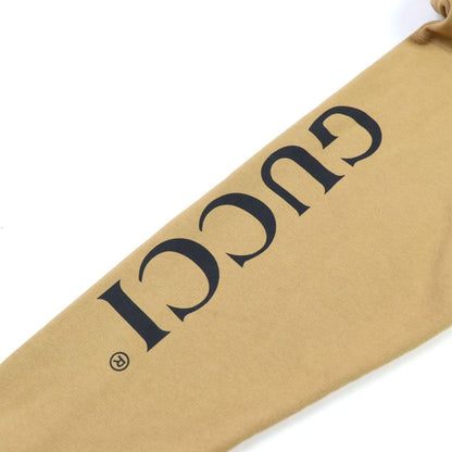 Gucci 20AW 627079 100% Cotton Interlocking G Logo Print Half Zip Hoodie Camel