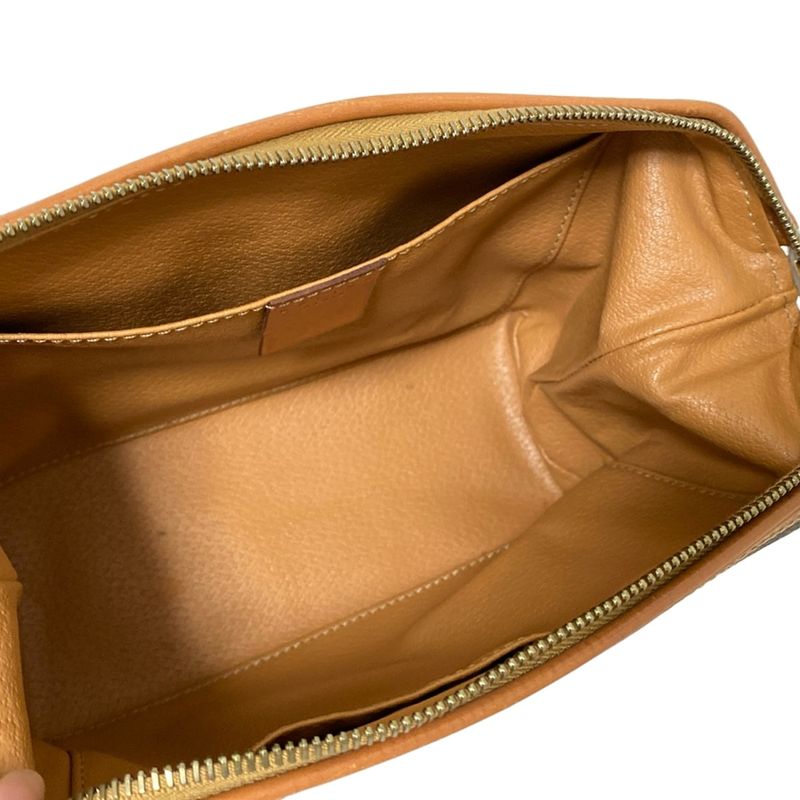 Celine Pouch Macadam Pattern Dark Brown And Brown Leather