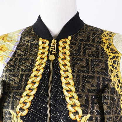 Fendace Fendi Versace 22SS Fj7258 Silk FF Logo Baroque Pattern Blouson Blackish