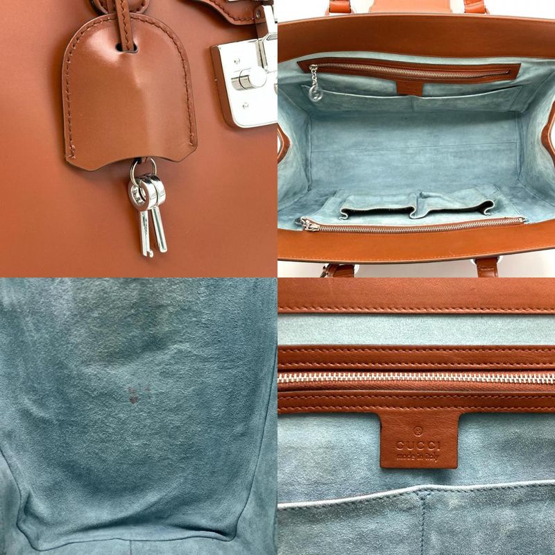 Gucci Lady Lock Tote Bag Leather 331821 Brown Men's