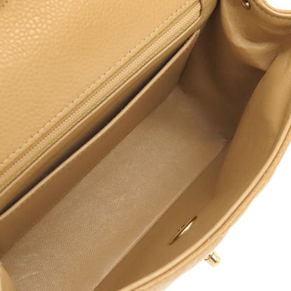 Chanel Shoulder Bag Mini Matelasse Caviar Skin Beige Gold Hardware Chain