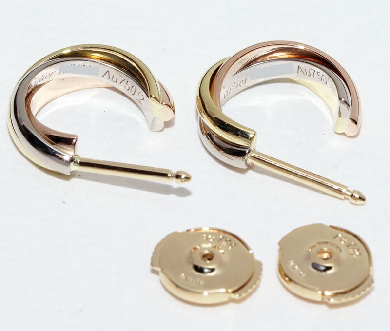Cartier Earrings 18K Yellow Gold 18K White Gold 18K Pink Gold Trinity Earrings