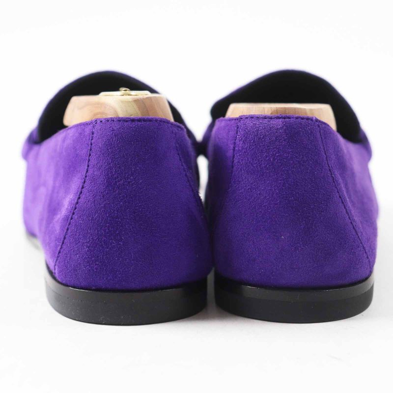Hermes 232012z Honest Moccasin Suede Leather Loafer Purple 36 Storage With Bag