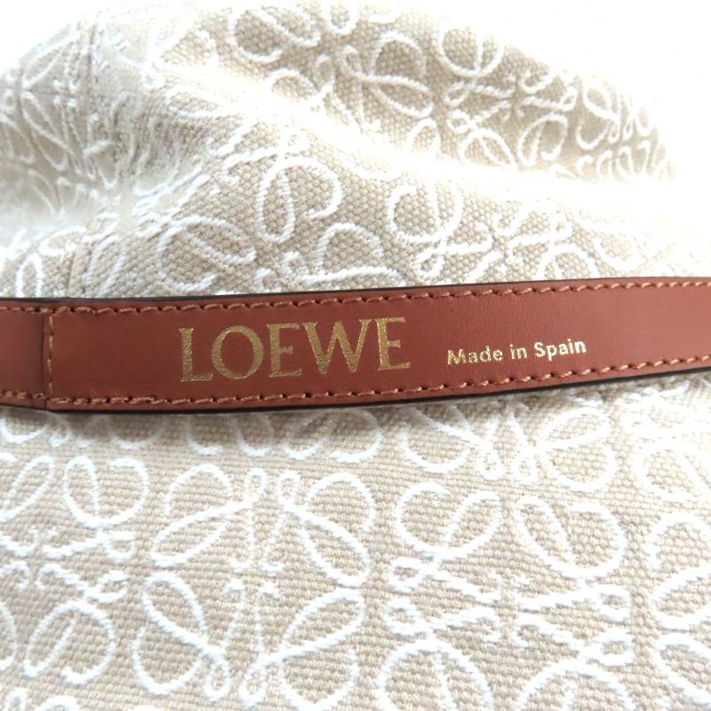 LOEWE K820hb1x41 Anagram Jacquard Logo Leather Use Bucket Hat Ecru/soft White