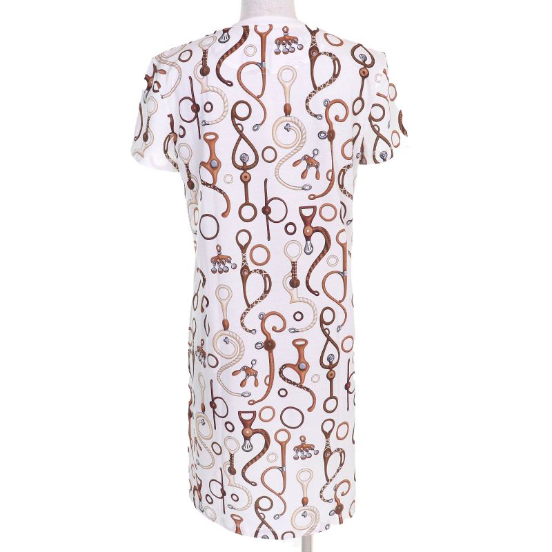 Hermes 24SS 4e4527dn Panoply De Cuir 100% Cotton Deer Crew Neck Short Sleeve