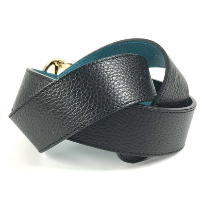 Gucci Belt Double G GG Logo 450000 Leather Black