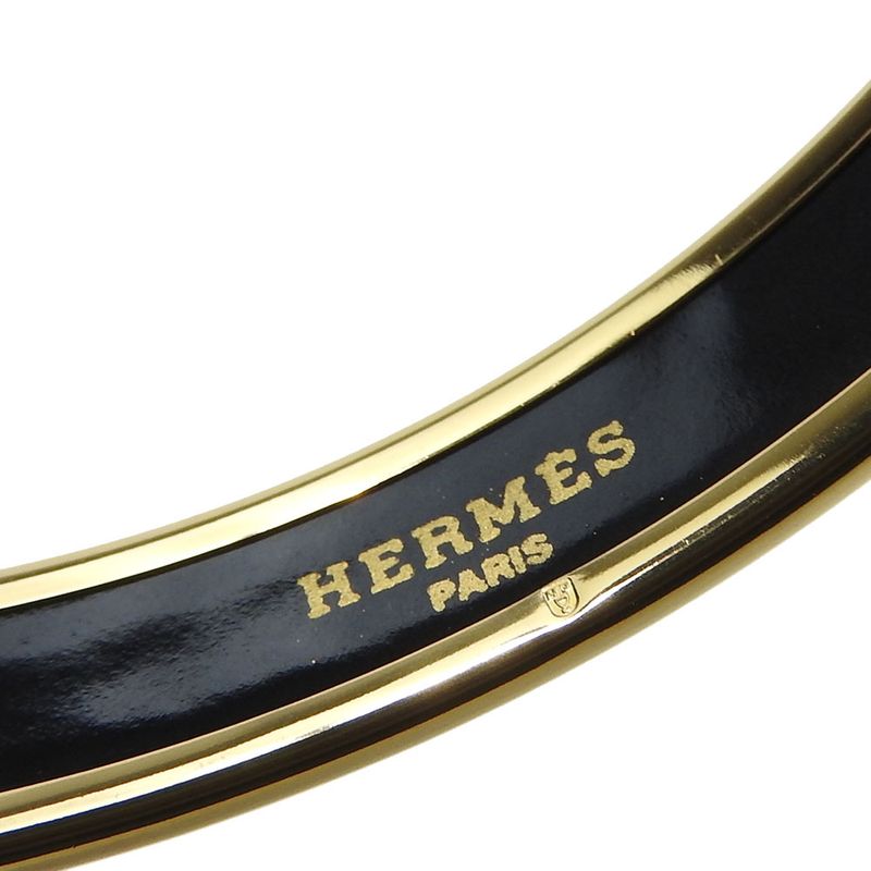 Hermes Bracelet Emile PM Metal Cloisonne Multicolor Gold Red Sailboat Engraved
