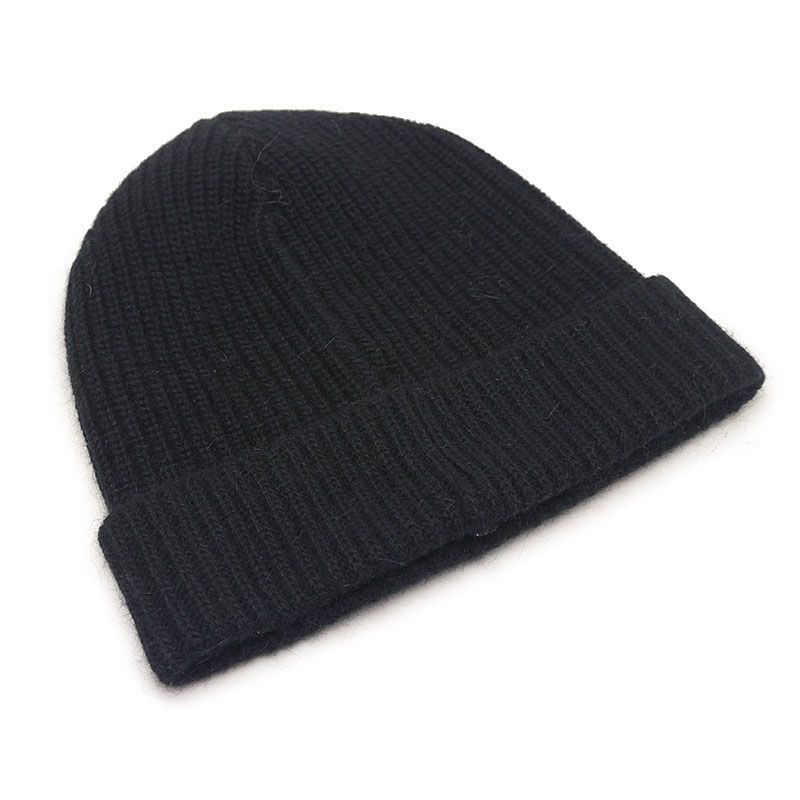 Celine Knit Cap Beanie Wool Angora Black Logo
