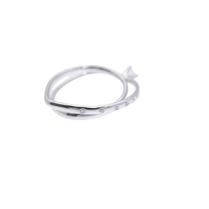 Hermes Vertige Coeur Diamond 030ct 18K White Gold #50 Ring 750wg White Togo