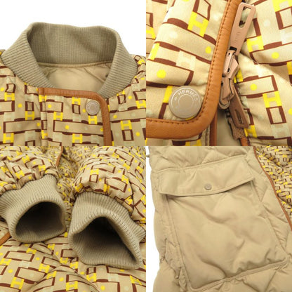 Hermes Reversible Long Down Jacket With Belt Leather Patch H Logo Allover Serie