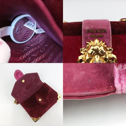 Prada Cahier Lion Head Red And Pink Velour 1bd089110