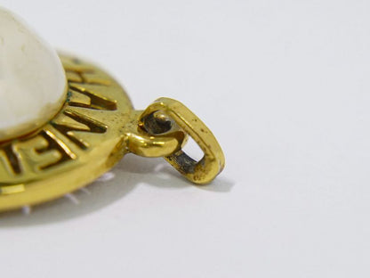 Authentic Chanel Coco Mark Faux Pearl Pendant Top Pen Top GP Gold Plated White