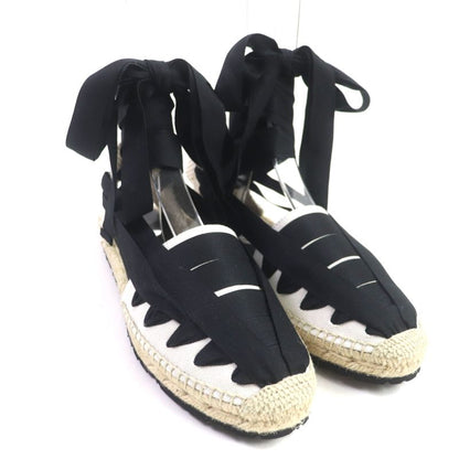 LOEWE 731911 Espadrilles Lace-up Shoes Canvas Black Beige 42 With Box/storage