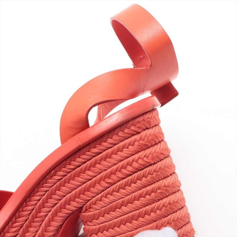 Celine Phoebe Period Leather Jute Sandals Women's 36 Red Made In Italy