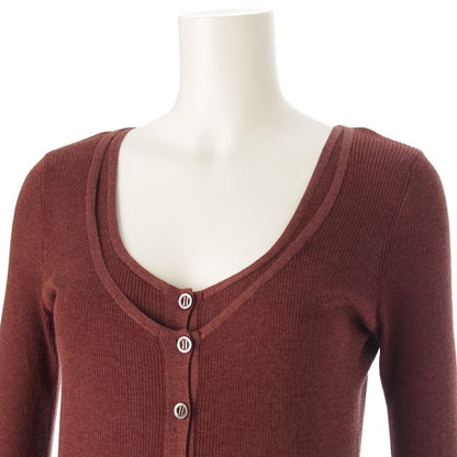 Hermes Silk Cotton H Button Sleeveless Ensemble Long Sleeve Top Brown XS