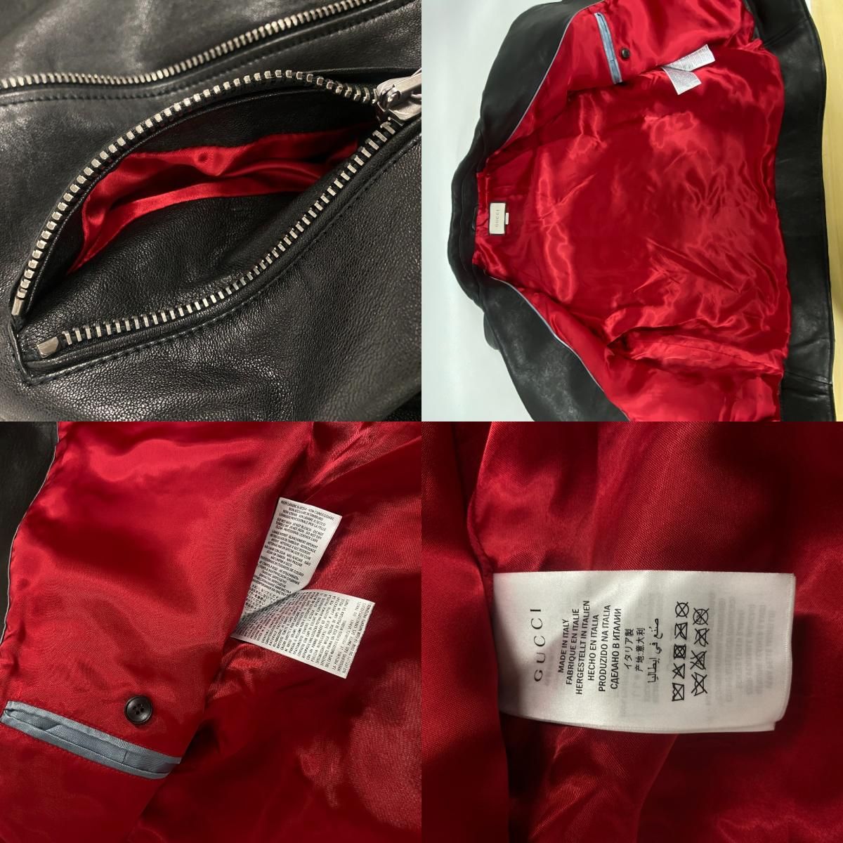 Gucci 442668 Tiger Embroidered Biker Jacket Riders Jacket Black Men'S