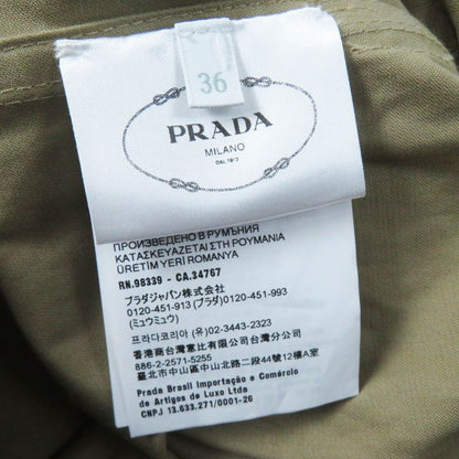 Prada 2023 P293ht Cotton Linen Triangle Logo Belted Short Sleeve All-in-one/jum