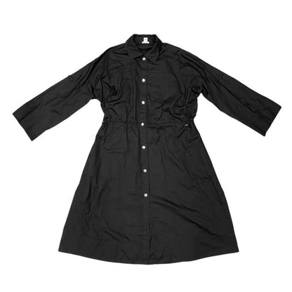 Hermes Shirt Dress Spring Coat 5e0573dv 40 Size Cotton Crew de Sel Noir Black