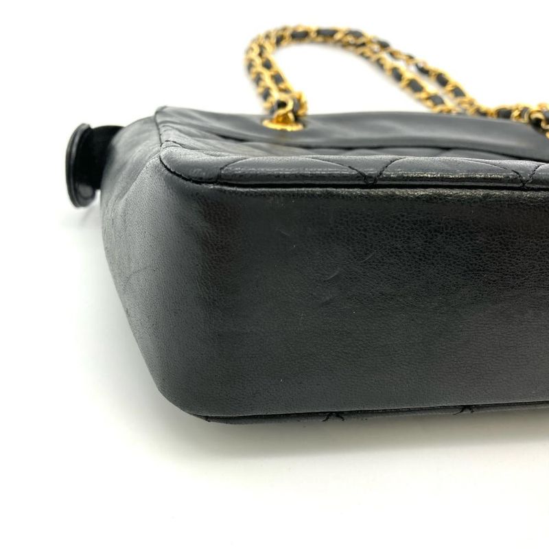 Chanel Matelasse Shoulder Bag Lambskin Black Gold Hardware