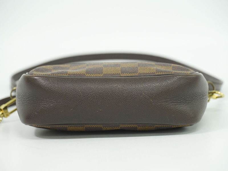 Authentic Louis Vuitton LV Trousse Makeup Damier Ebène Shoulder Bag Brown