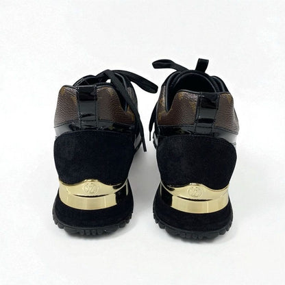 Louis Vuitton Run Away Line Monogram Sneakers Shoes Leather Patent Suede Black