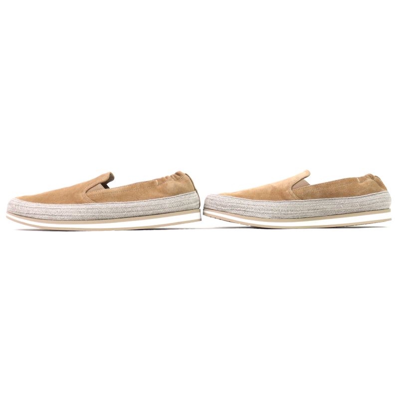 Prada 2dg126 Suede Leather Shoes Slip-on Natural 6.5 With Box And Storage Bag