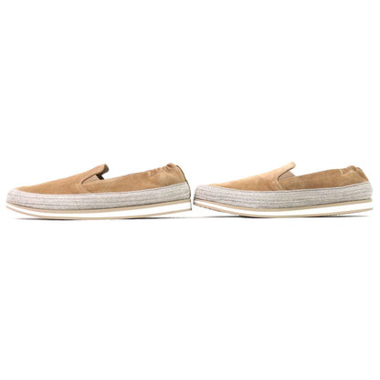 Prada 2dg126 Suede Leather Shoes Slip-on Natural 6.5 With Box And Storage Bag