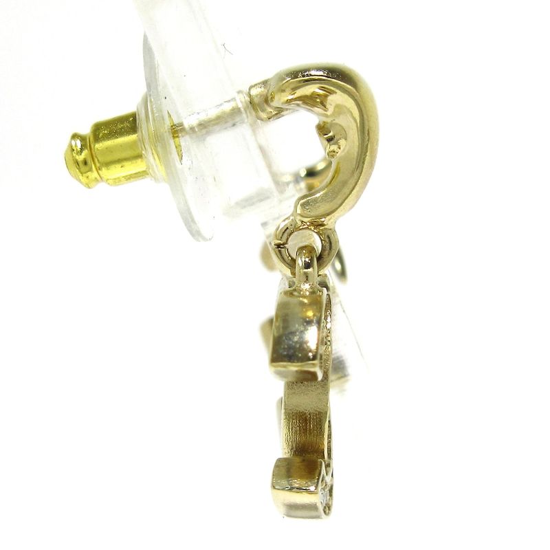 Chanel Earrings Coco Mark Silver Rhinestone