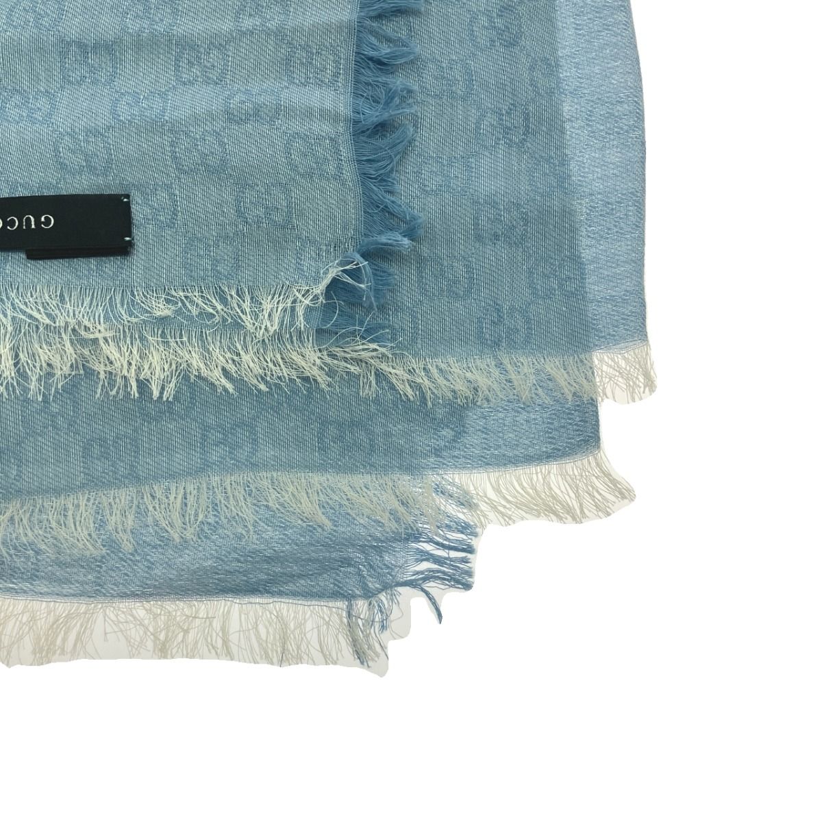 Gucci Striped Cotton Stole Sky Blue X White