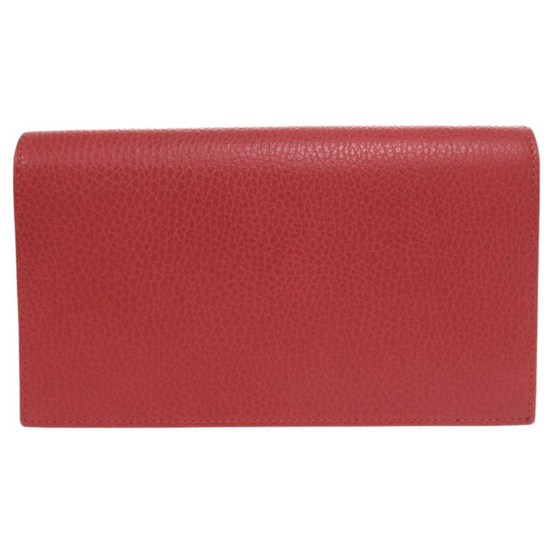 Gucci 368231 Leather Red Shoulder Wallet Shoulder Bag Long Wallet Red 0462 Gucci