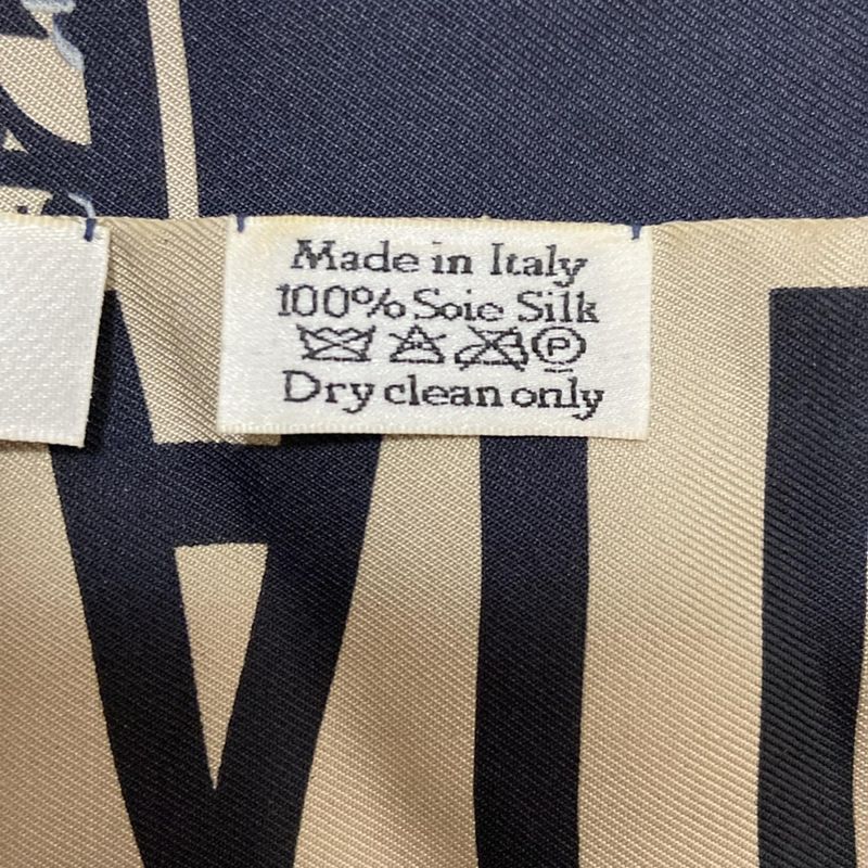 Dior/christian Dior Scarf Mitzah Beige And Dark Navy Ribbon Scarf/oblique