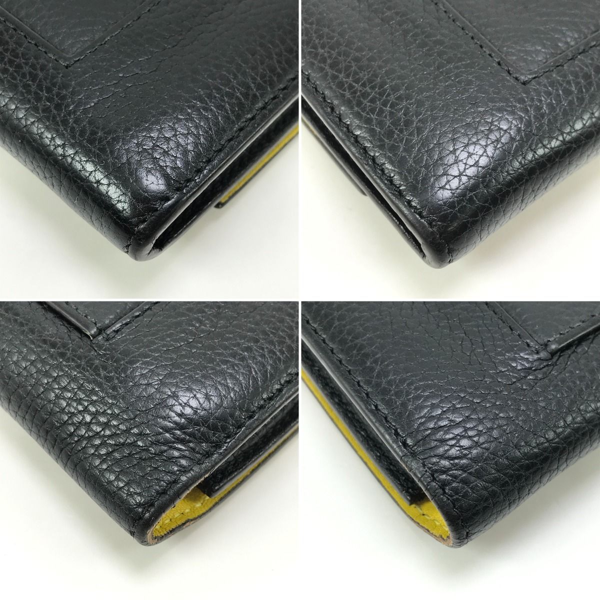 Celine Long Wallet Large Flap Multifunction S-Ba-0193 Black X Yellow