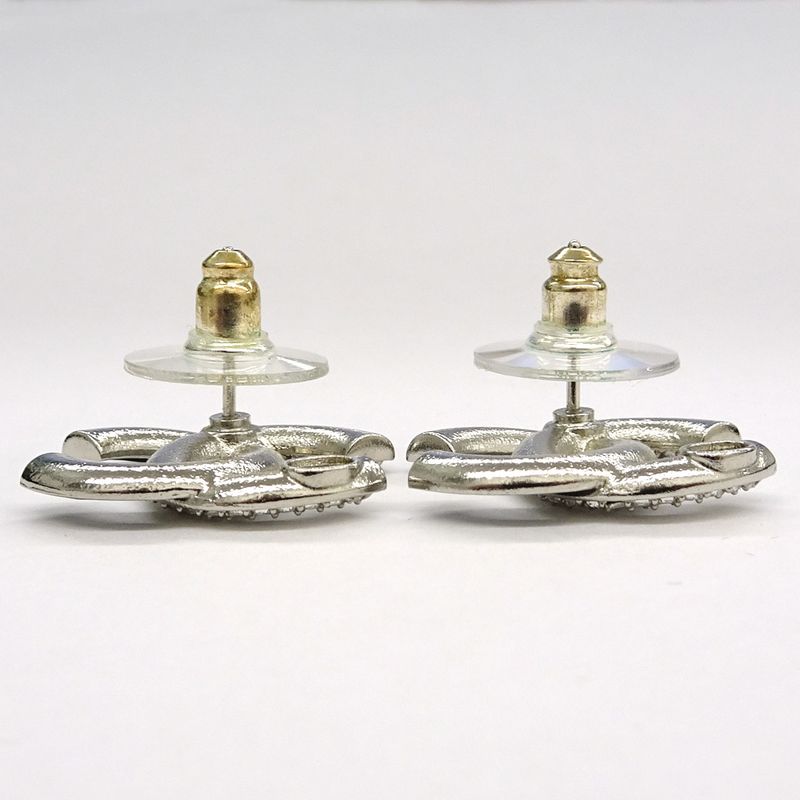 Chanel Earrings Coco Mark A24V Rhinestone Metal SV Accessories -