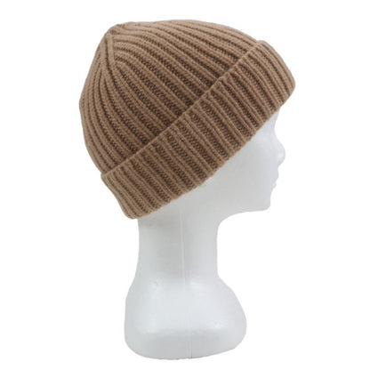 Gucci 764594 Double G Wool Cashmere Leather Use Cable Knit Hat Cap Beige M