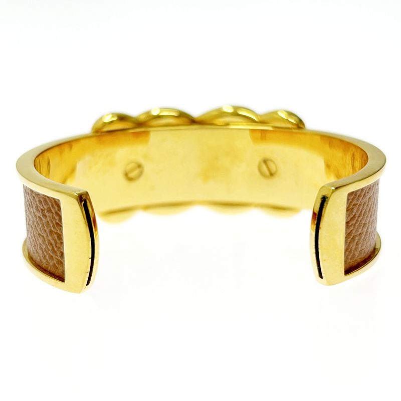 Hermes Leather GP Knot Bangle Women's Brown Gold 364000 Bangle