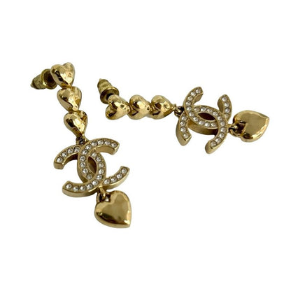Chanel Coco Mark Heart Motif Earrings Accessories Small 23BP