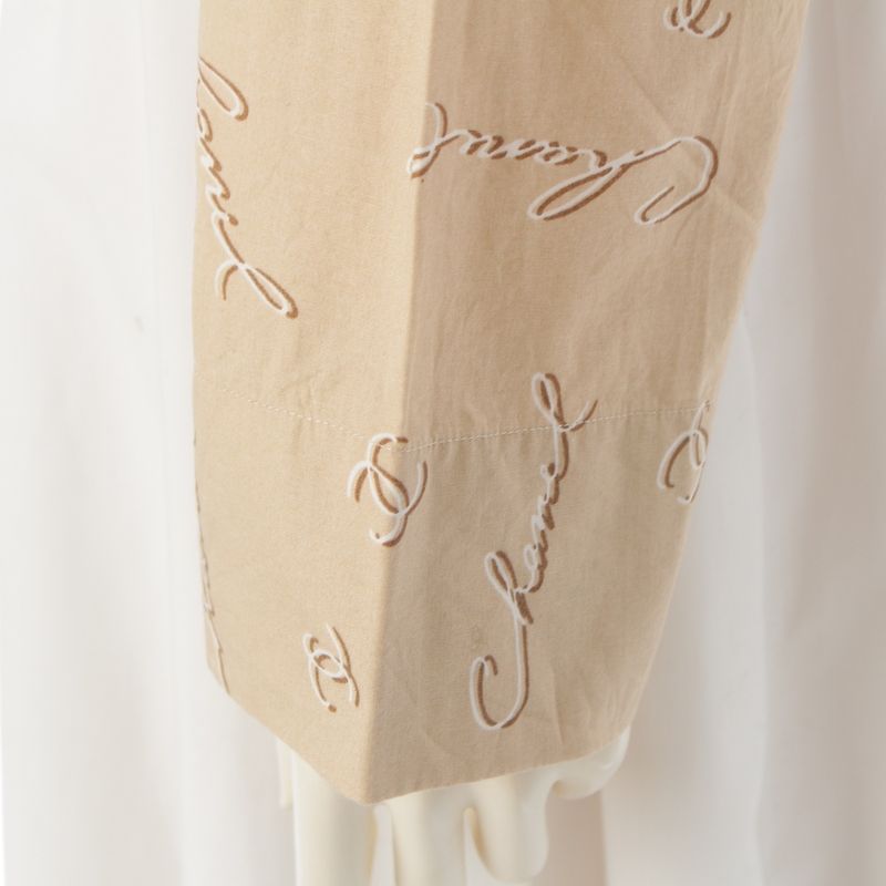 Chanel 98P Cotton Written Logo Coco Mark Cropped Short Sleeved Shirt Top P12983