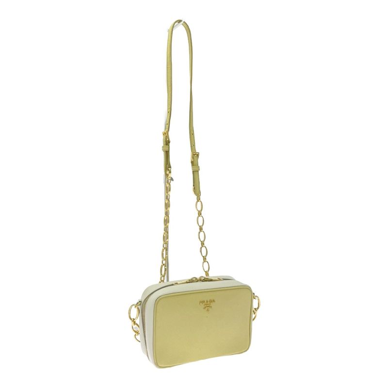 Prada Leather Saffiano Chain Shoulder Bag Yellow 407251 Shoulder Bag
