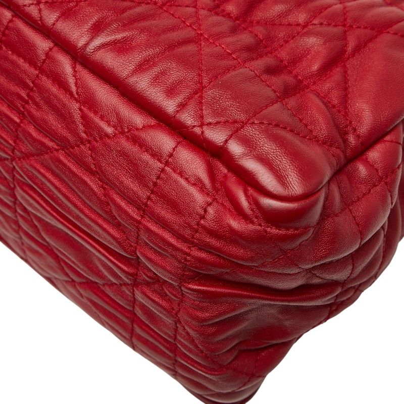 Dior Cannage Chain Shoulder Bag Handbag Red Leather Women's Dior