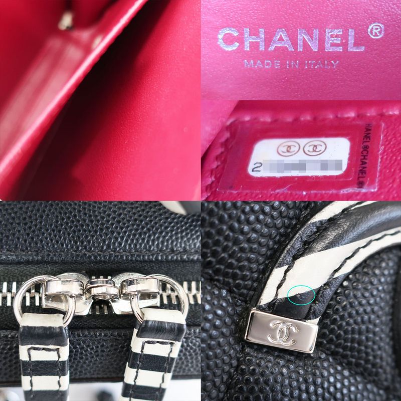 Chanel CC Filigree-chain Shoulder Bag White Black Svhardware Matelasse