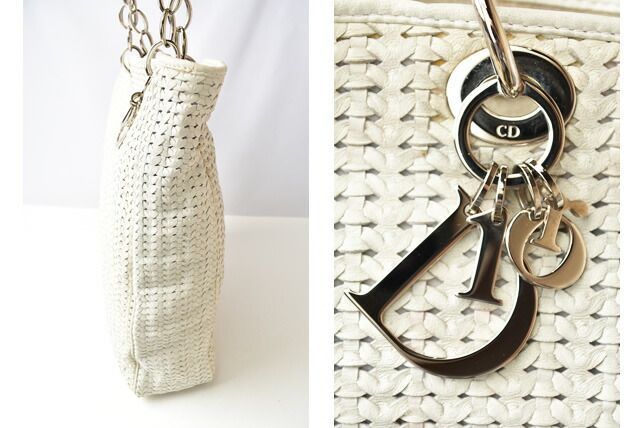 Christian Dior Tote Bag A4 Christian Dior Bag Lady Dior Intrecciato White Silver
